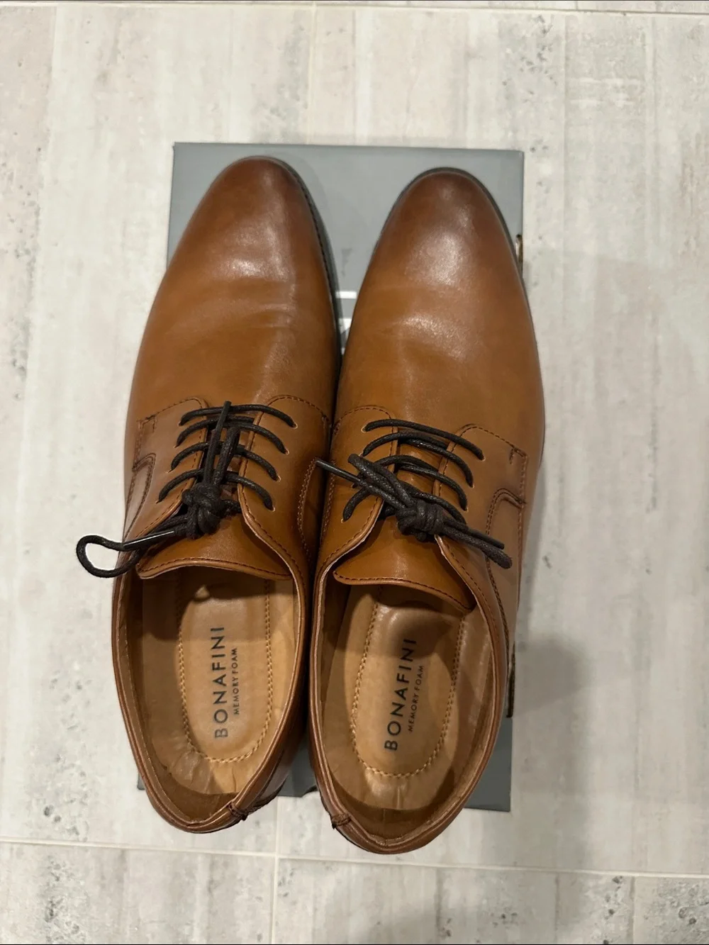 Bonafini Men's Tan Leather Oxford Dress Shoes
